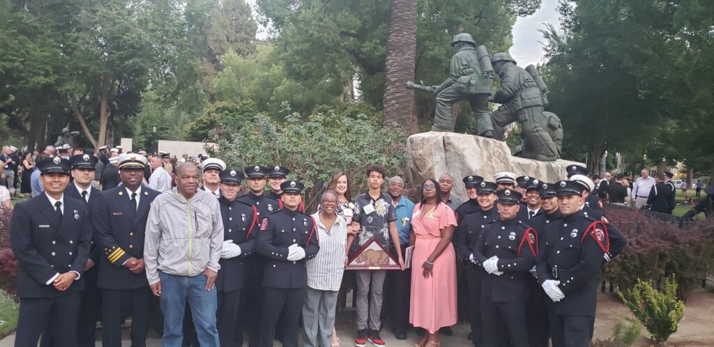The Mikel Family along with Alameda County Fire Department members and Honor Guard at CA Firefighter Memorial 2022